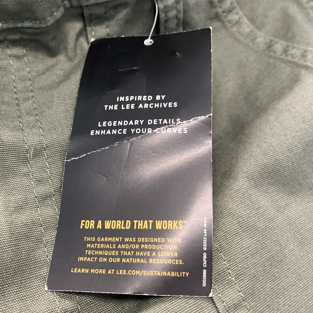 VTG Lee Womens Straight Leg Workwear Cargo Pants Army Green Carpenter Size 6 Y2K - Picture 6 of 11